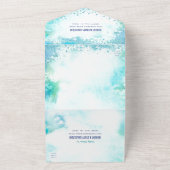 B'nai Mitzvah türkisfarbenes Aquarellgoldskript All In One Einladung (Außenbereich)