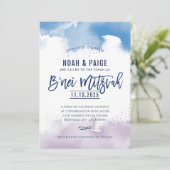 B'NEI MITZVAH handschriftlich, blau und lila Einladung (Stehend Vorderseite)