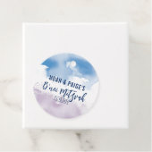 B'NEI MITZVAH SIEGEL Modernes lila blaues Aquarell Geschenkanhänger (Beispiel)