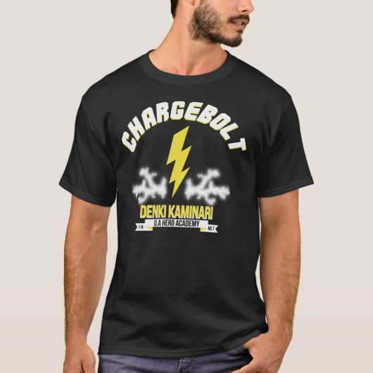 BNHA Chargebolt Denki Kaminari Hero Logo-Zeichen T-Shirt (Vorderseite)