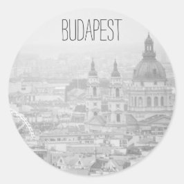BnW Budapester Landschaft Klassischer Rundaufklebe Runder Aufkleber