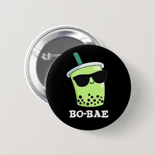 Bo-bae Funny Boba Tea Pun Dark BG Button (Vorne & Hinten)