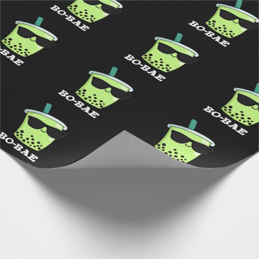 Bo-bae Funny Boba Tea Pun Dark BG Geschenkpapier (Ecke)