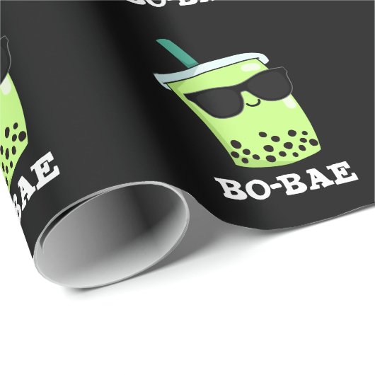 Bo-bae Funny Boba Tea Pun Dark BG Geschenkpapier (Rolleneckpunkt)