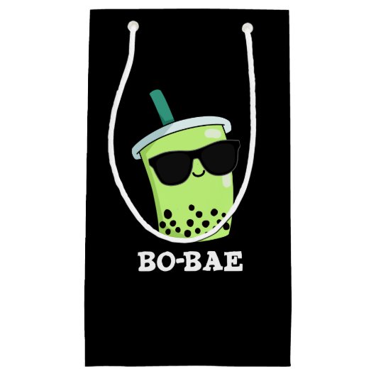 Bo-bae Funny Boba Tea Pun Dark BG Kleine Geschenktüte (Vorderseite)