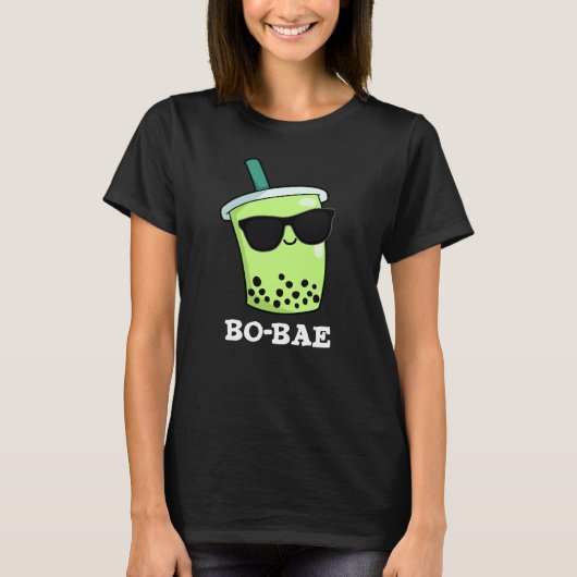 Bo-bae Funny Boba Tea Pun Dark BG T-Shirt (Vorderseite)