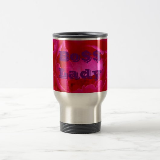 Bo$$ Dame, Reise-Tasse mit rosa Blume Reisebecher (Mittel)