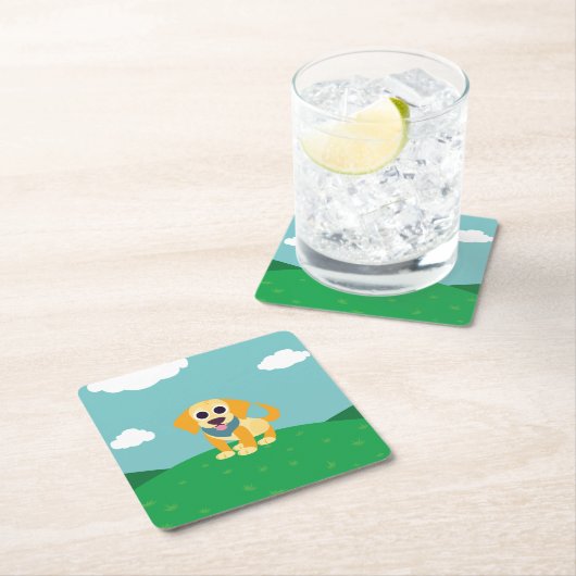 BO der Hund Rechteckiger Pappuntersetzer (Vor Ort)