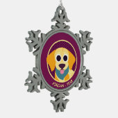 BO der Hund Schneeflocken Zinn-Ornament (Links)