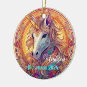 Bo Ho Unicorn Personalisiertes Weihnachtsgeschenk Keramik Ornament (Links)