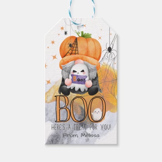 BO-Orangenknochen-halloween-Trick oder -Leckerbiss Geschenkanhänger (Vorderseite)