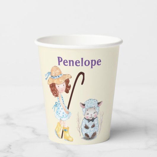 Bo Peep Kinderzimmer Rhyme 🍼 Word Cloud Name Coll Pappbecher (Rückseite)