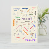 BO PEEP KINDERZIMMER RHYME Word Cloud Name Collage Einladung (Stehend Vorderseite)