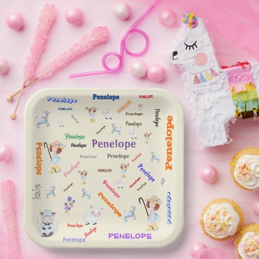 BO PEEP KINDERZIMMER RHYME Word Cloud Name Collage Pappteller (Party)