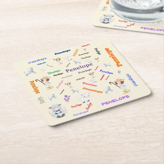 BO PEEP KINDERZIMMER RHYME Word Cloud Name Collage Rechteckiger Pappuntersetzer (angewinkelt)