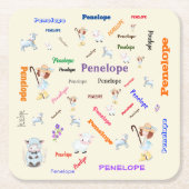 BO PEEP KINDERZIMMER RHYME Word Cloud Name Collage Rechteckiger Pappuntersetzer (Vorderseite)
