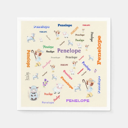 BO PEEP KINDERZIMMER RHYME Word Cloud Name Collage Serviette (Vorderseite)