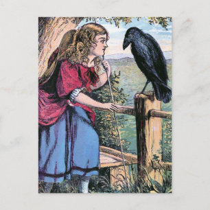 Bo-Peep und die Krähe Vintage-Illustration Postkarte