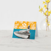 Boa, Fab-Hut, Ukulele, und Sau auf einem Boot Karte (Gelbe Blume)