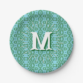 Boa Ripple in Green + Aqua Personalisiert Pappteller