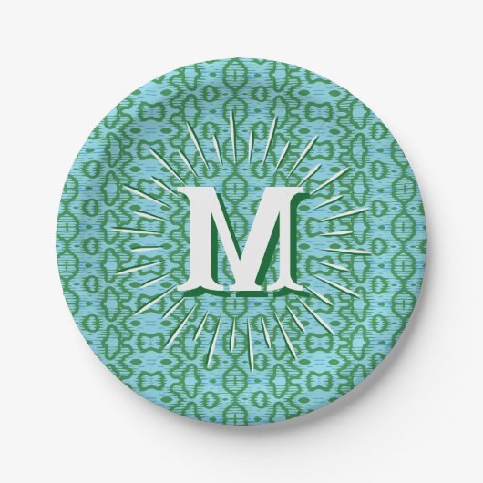 Boa Ripple in Green + Aqua Personalisiert Pappteller (Vorderseite)