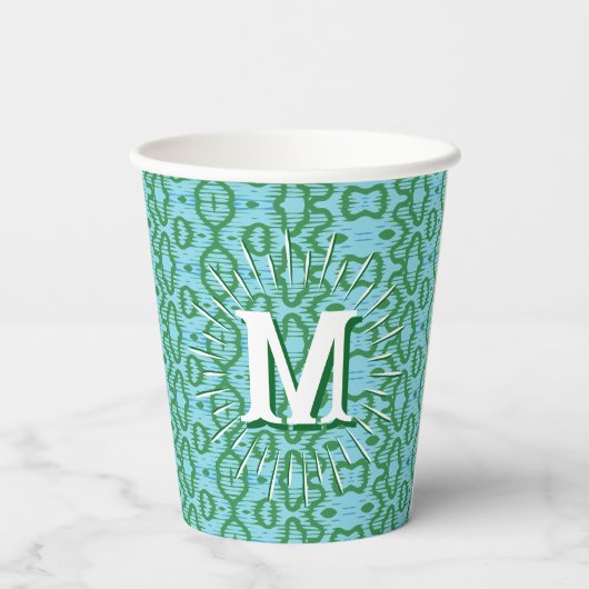 Boa Ripple in Green + Aqua Personalized Pappbecher (Rückseite)