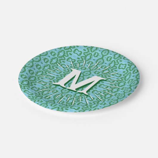 Boa Ripple in Green + Aqua Personalized Pappteller (Schrägansicht)