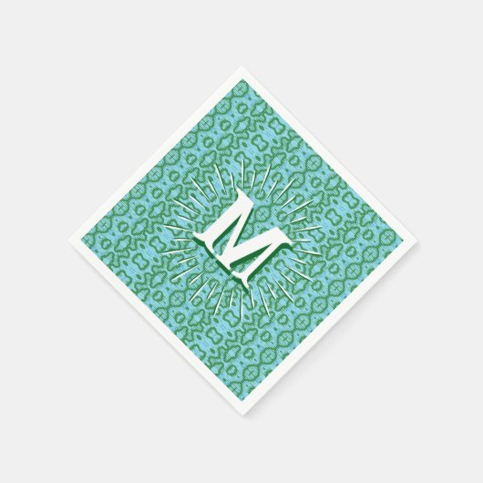 Boa Ripple in Green + Aqua Personalized Serviette (Ecke)