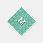 Boa Ripple in Grün + Aqua Personalisiert Serviette (Ecke)