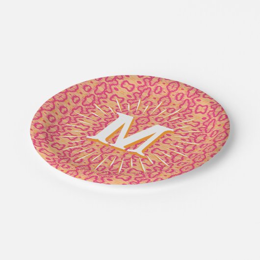 Boa Ripple in Pink + Orange Personalized Pappteller (Schrägansicht)