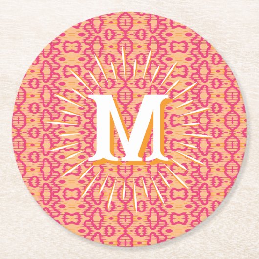Boa Ripple in Pink + Orange Personalized Runder Pappuntersetzer (Vorderseite)