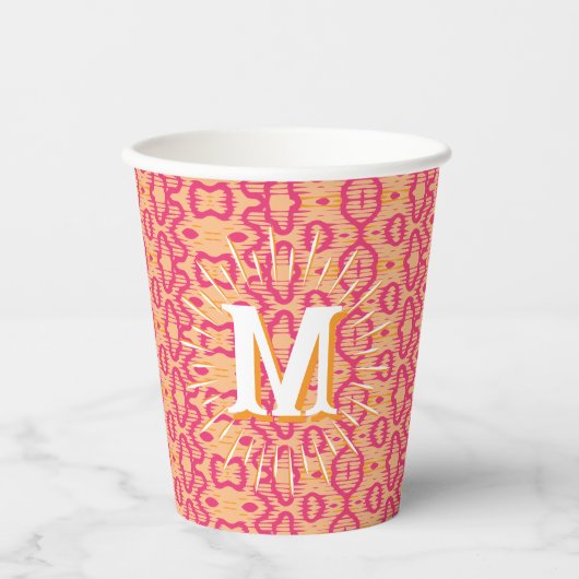 Boa Ripple in Rosa + Orange Personalisiert Pappbecher (Vorderseite)