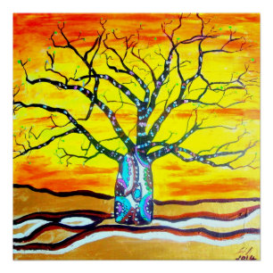 Boab Gold - eine abstrakte zeitgenössische Designk Poster