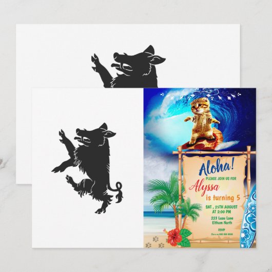 Boar Dancing heraldry Silhouette Einladung (Vorne/Hinten)