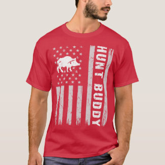 Boar Hunt Buddy USA Flag Hog Jagd T-Shirt