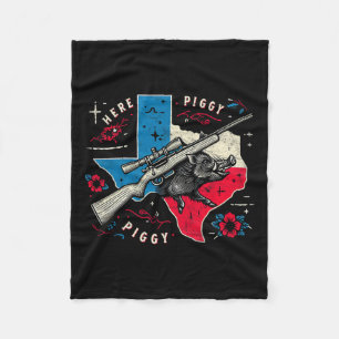 Boar Hunter Mens Here Piggy Vintag Texas Wild Hog Fleecedecke