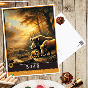 Boar Niedliche Vintage Tierpostkarte Postkarte