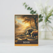 Boar | Niedliche Vintage Tierpostkarte Postkarte (Stehend Vorderseite)