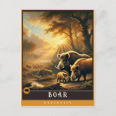 Boar | Niedliche Vintage Tierpostkarte Postkarte (Vorderseite)