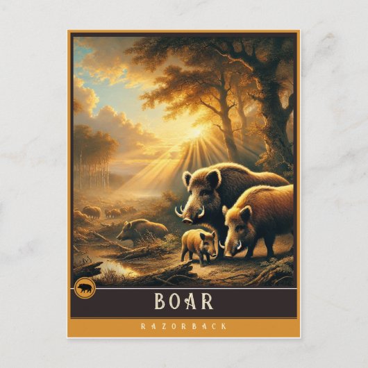 Boar | Niedliche Vintage Tierpostkarte Postkarte (Vorderseite)