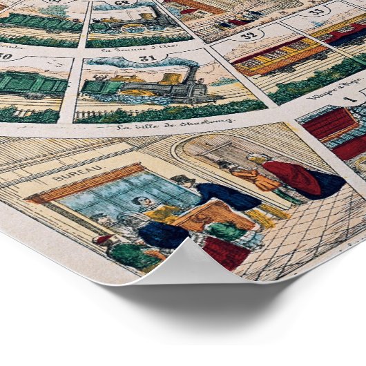 Board für ein Eisenbahnspiel, 1850 Poster (Ecke)