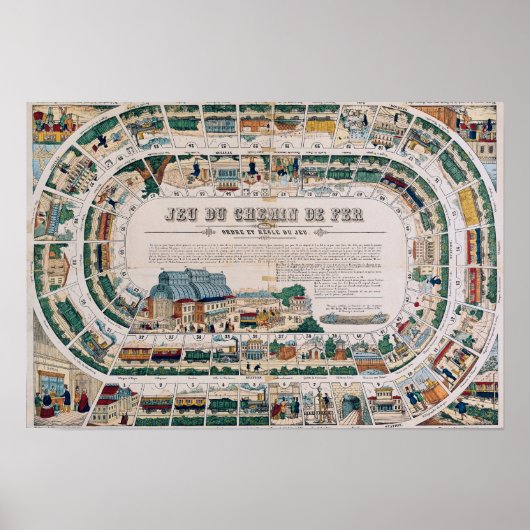 Board für ein Eisenbahnspiel, 1850 Poster (Vorne)