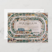 Board für ein Eisenbahnspiel, 1850 Postkarte (Vorne/Hinten)