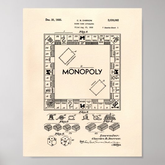 Board Game Machine 1935 Patentart - Alte Peper Poster (Vorne)