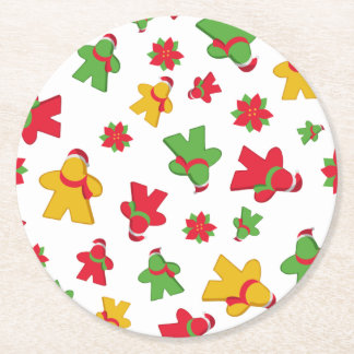 Board Game Meeple Weihnachtsmuster Runder Pappuntersetzer