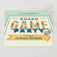 Board Game Party Einladen Postkarte