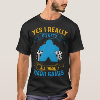 Board Games Meeple Dice Geek for Gamers T-Shirt