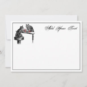 Board Games Two Cats Play Schach Match NoteCard2 Mitteilungskarte