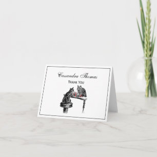 Board Games Two Cats spielen Schach Match Red Dankeskarte