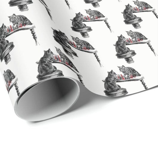 Board Games Two Cats spielen Schach Match Red Geschenkpapier (Rolleneckpunkt)